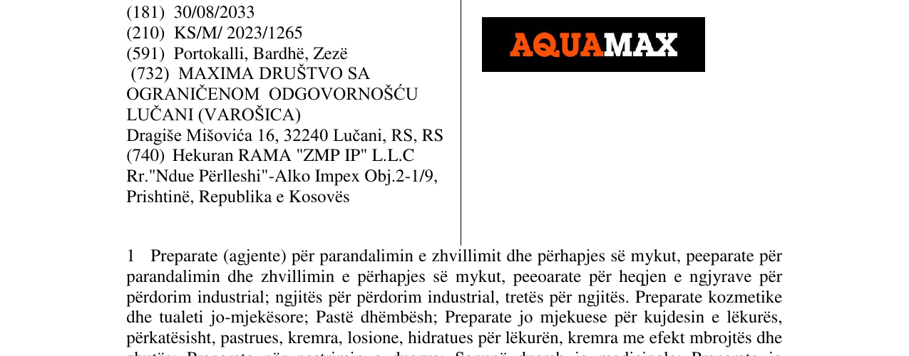 Zëri i markës AQUAMAX në buletin