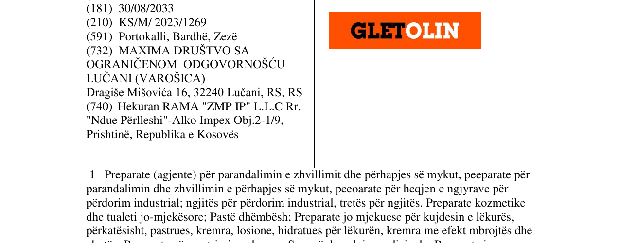 Zëri i markës gletolin në buletin