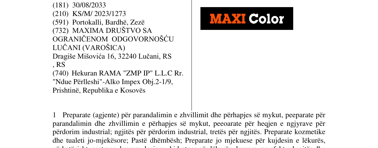 Zëri i markës MAXICOLOR në buletin