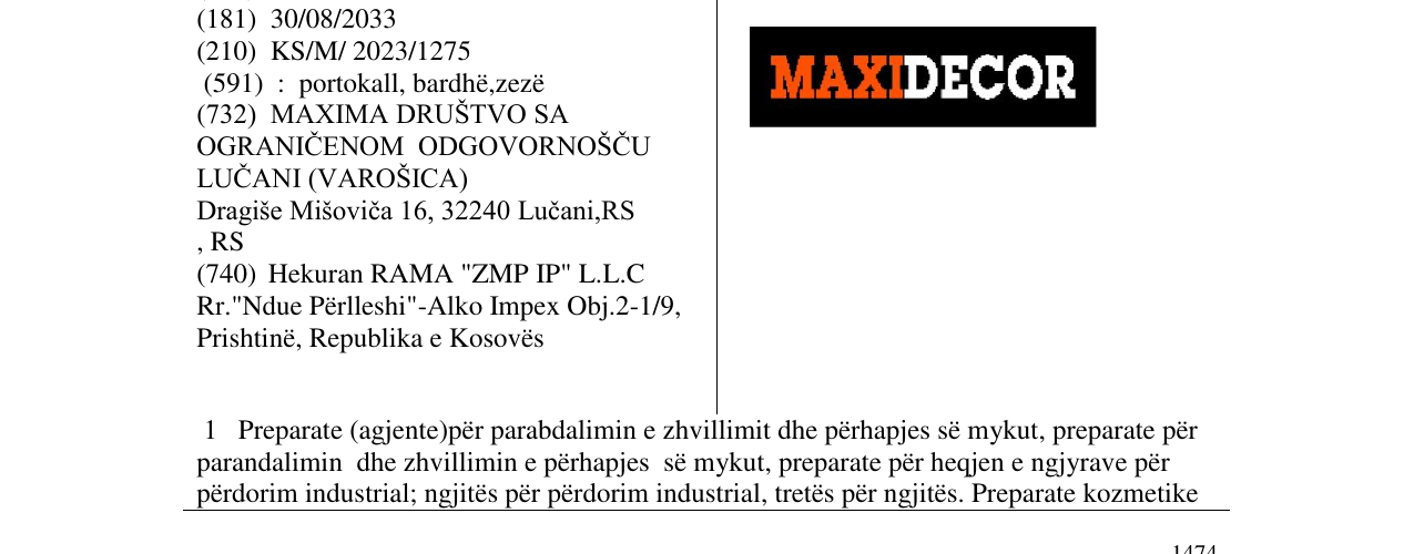 Zëri i markës MAXIDECOR në buletin