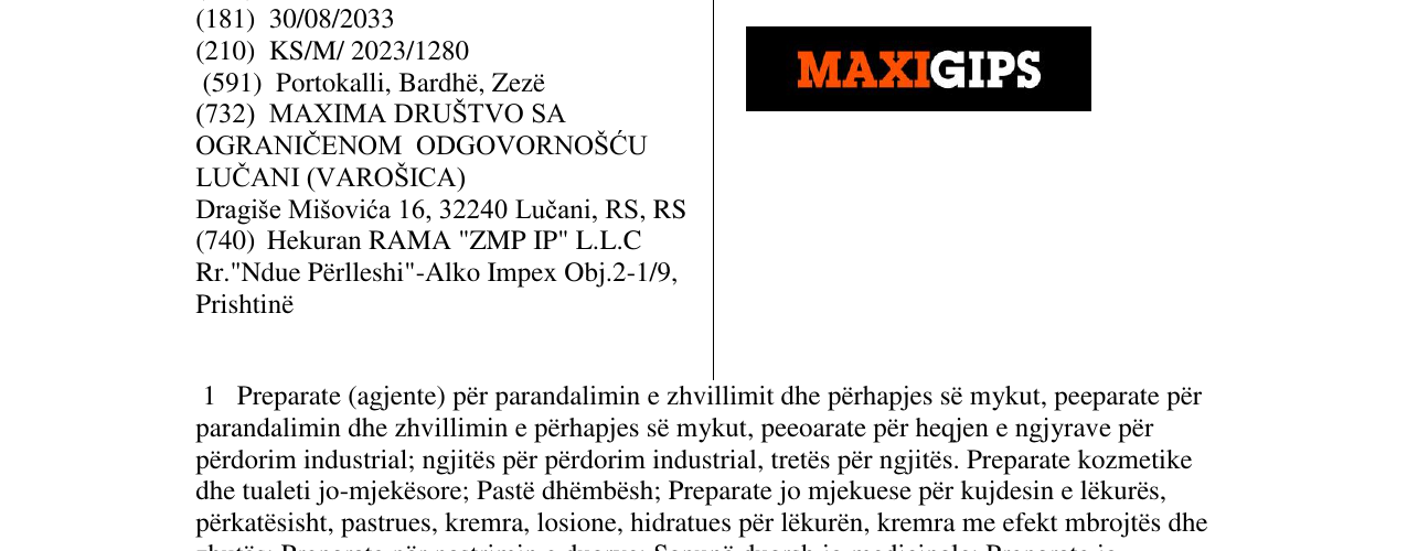 Zëri i markës MAXIGIPS në buletin