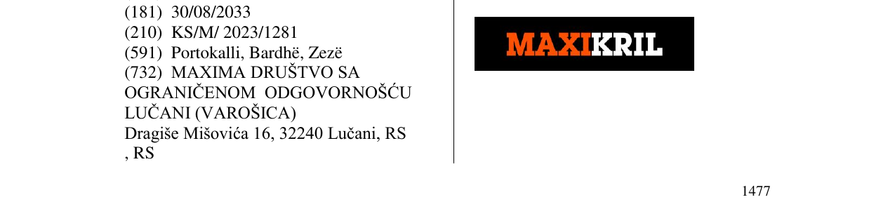Zëri i markës MAXIKRIL në buletin