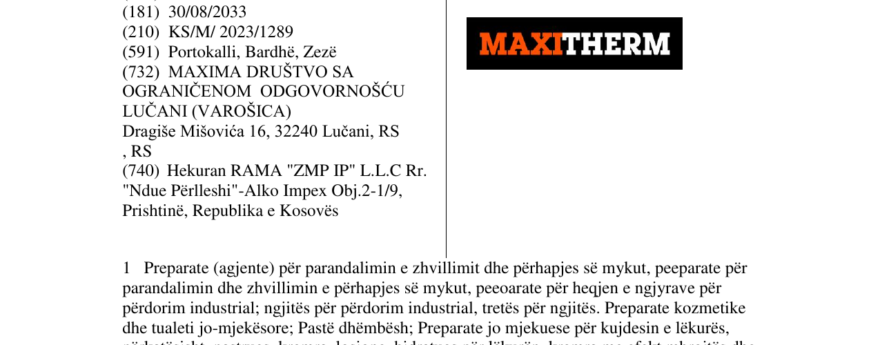 Zëri i markës MAXITHERM në buletin
