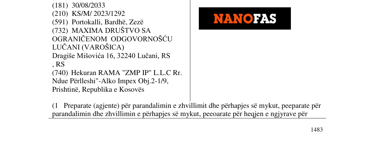 Zëri i markës NANOFAS në buletin