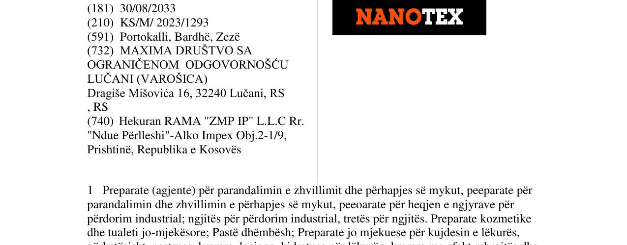 Zëri i markës NANOTEX në buletin