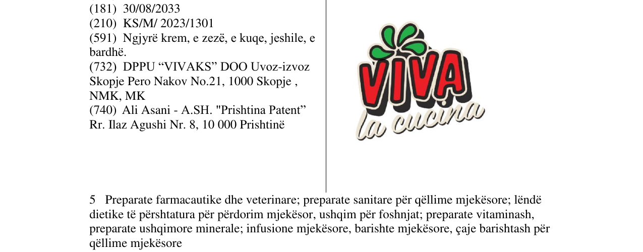 Zëri i markës VIVA la cucina në buletin