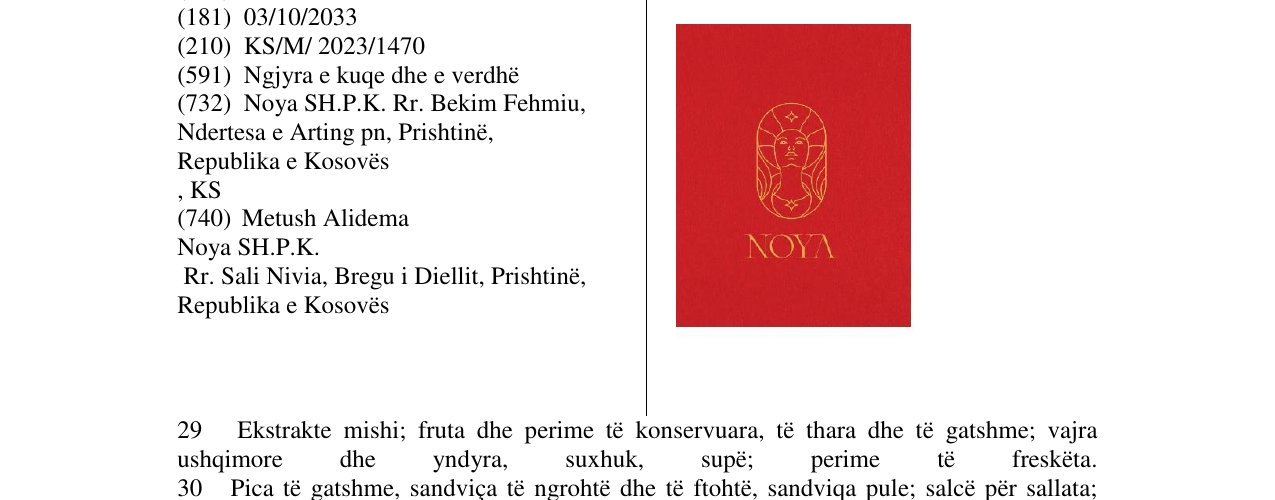 Zëri i markës NOYA në buletin
