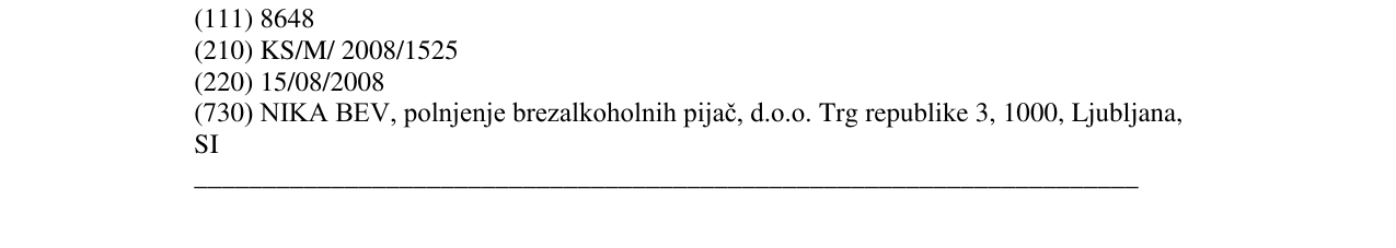 Zëri i markës SOLA ICE TEA fig. në buletin