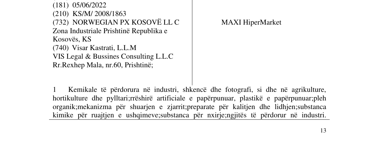 Zëri i markës MAXI HiperMarket në buletin