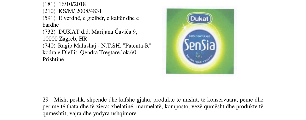 Zëri i markës SenSia në buletin