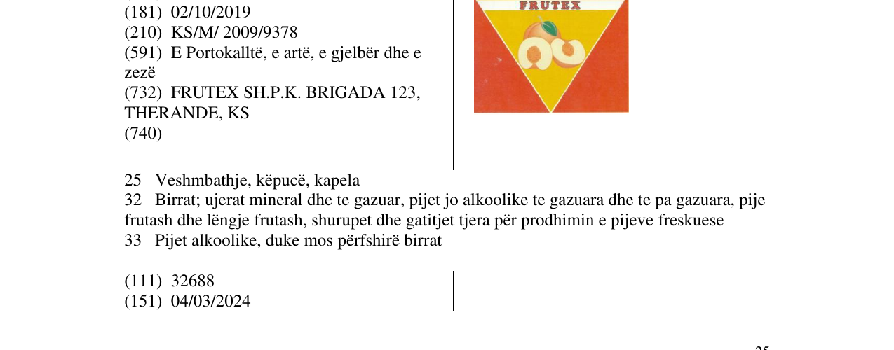 Zëri i markës FRUTEX në buletin