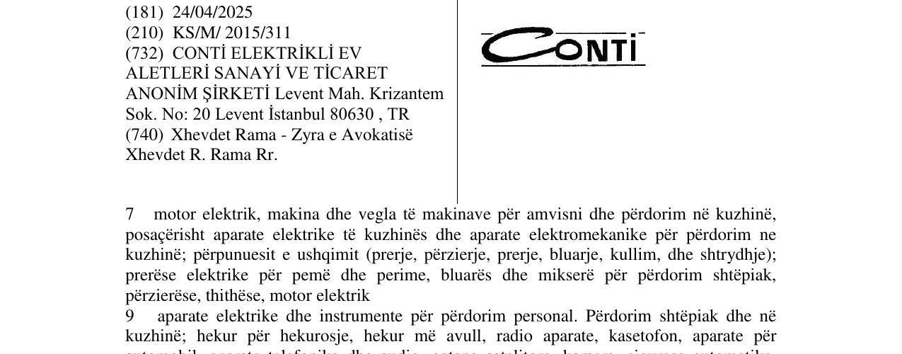 Zëri i markës CONTI në buletin