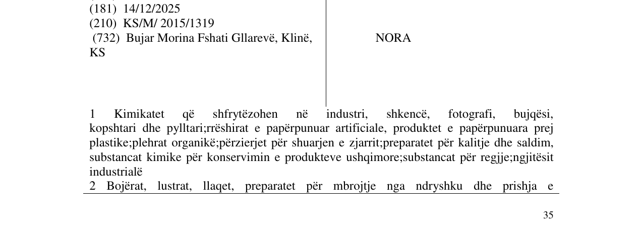 Zëri i markës NORA në buletin