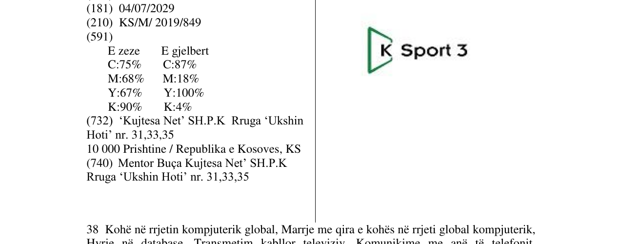 Zëri i markës Sport 3 në buletin