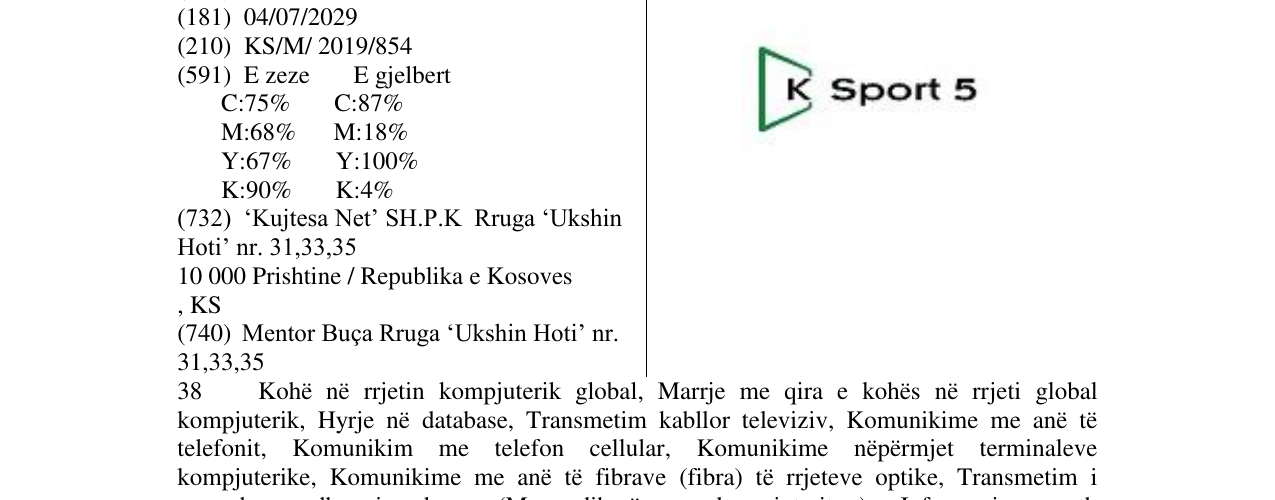 Zëri i markës Sport 5 në buletin