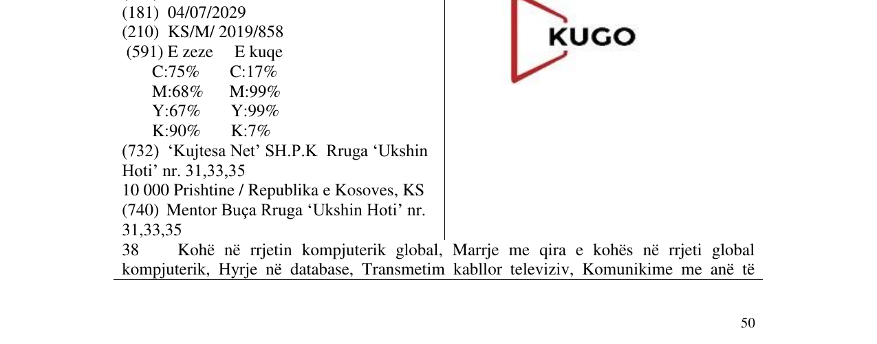 Zëri i markës KUGO në buletin