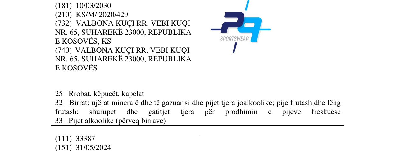 Zëri i markës P9 SPORTSWEAR në buletin