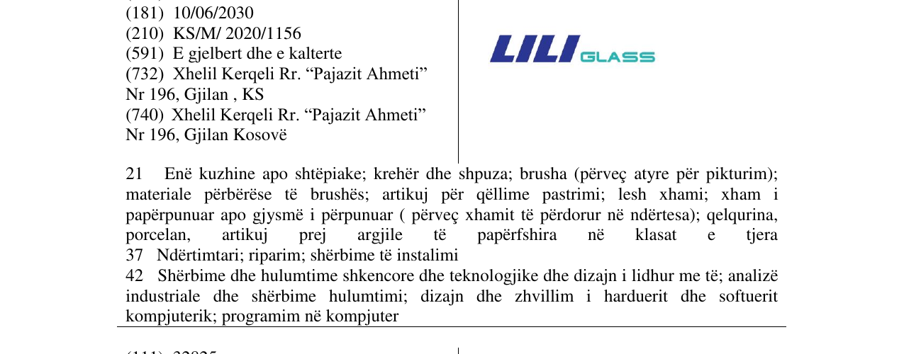 Zëri i markës LILI GLASS në buletin