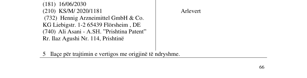 Zëri i markës Arlevert në buletin