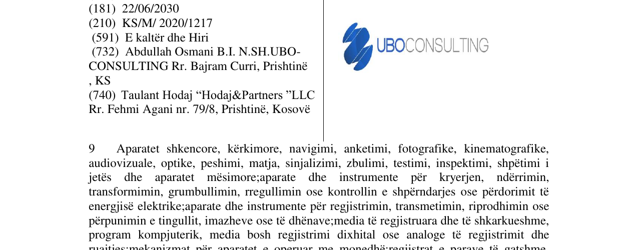 Zëri i markës UBOCONSULTING në buletin