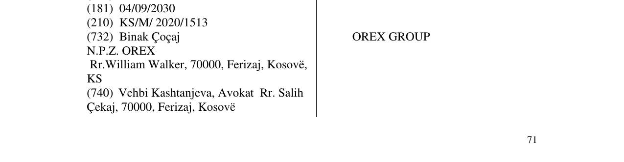 Zëri i markës OREX GROUP në buletin