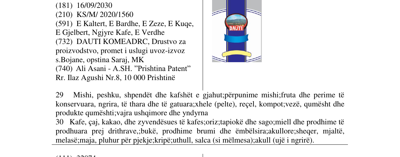 Zëri i markës DAUTI në buletin