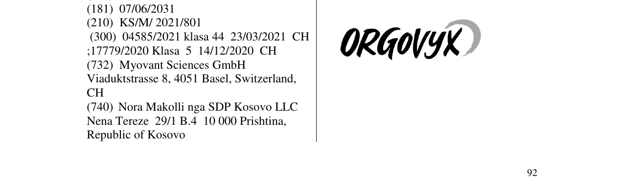 Zëri i markës ORGOVYX në buletin