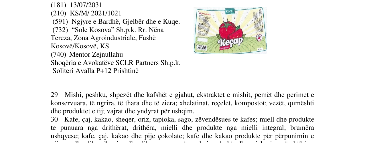 Zëri i markës KORAL në buletin