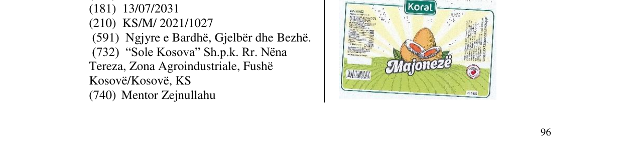 Zëri i markës KORAL në buletin