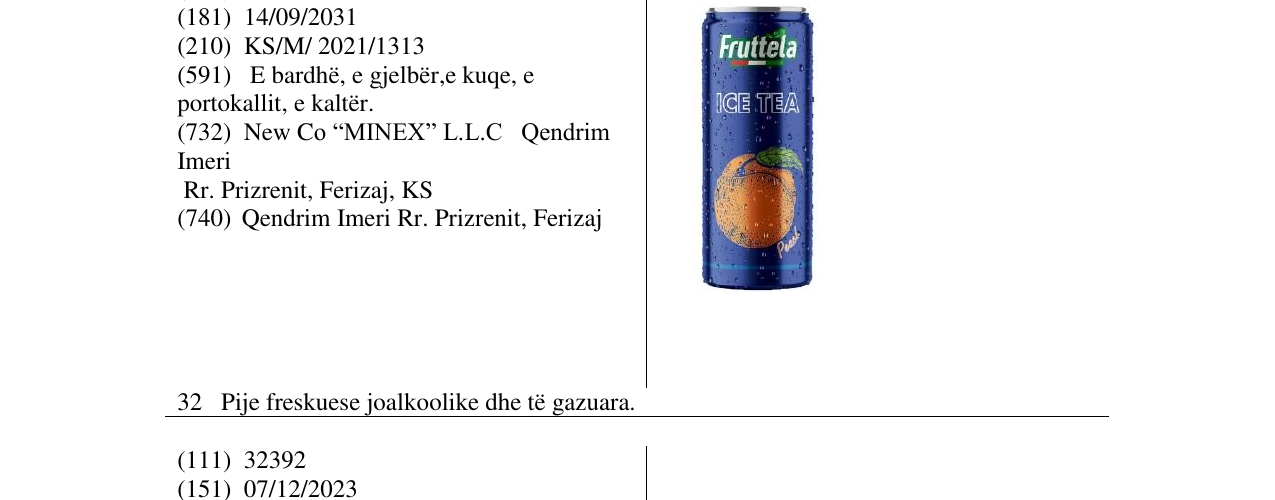Zëri i markës Fruttela në buletin
