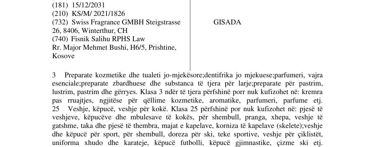 Zëri i markës GISADA në buletin