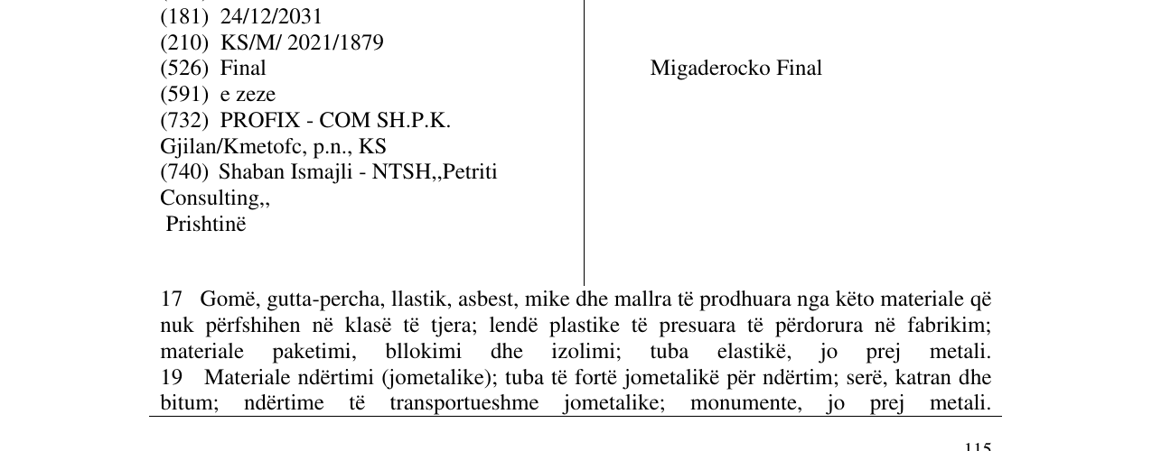 Zëri i markës Migaderocko Final në buletin