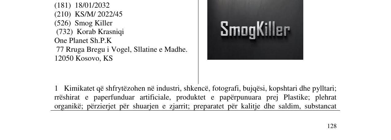 Zëri i markës Smog Killer në buletin
