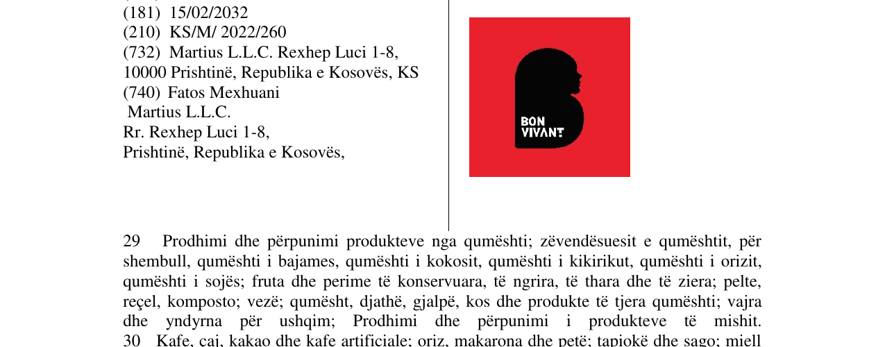Zëri i markës BON VIVANT në buletin