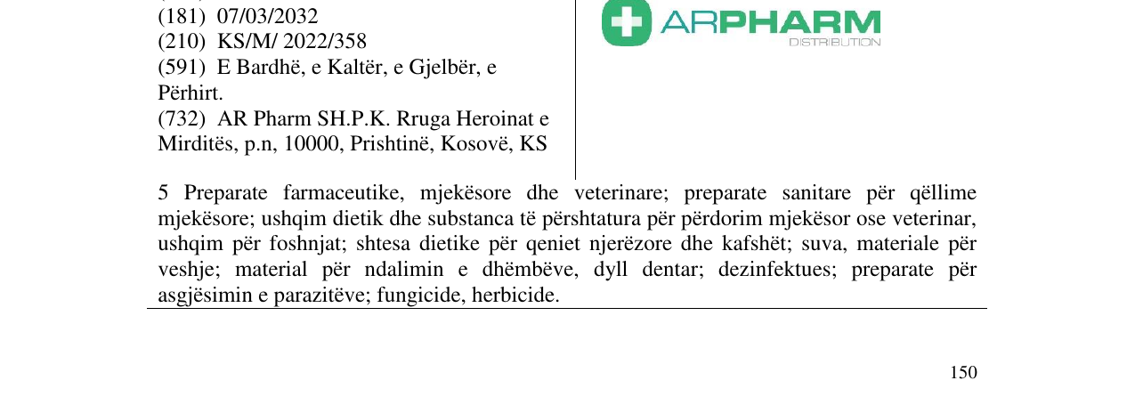 Zëri i markës AR PHARM në buletin
