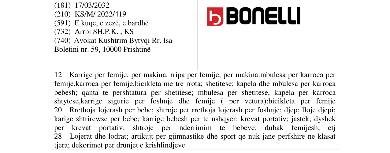 Zëri i markës BONELLI në buletin