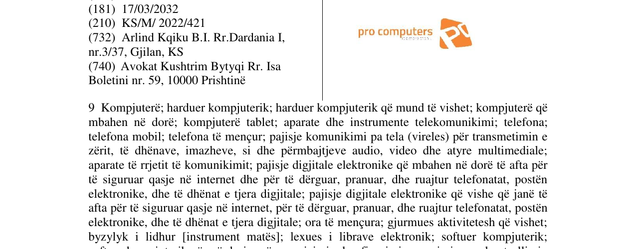 Zëri i markës pro computers në buletin