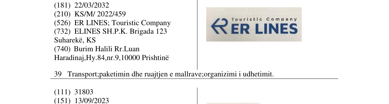 Zëri i markës ER LINES në buletin