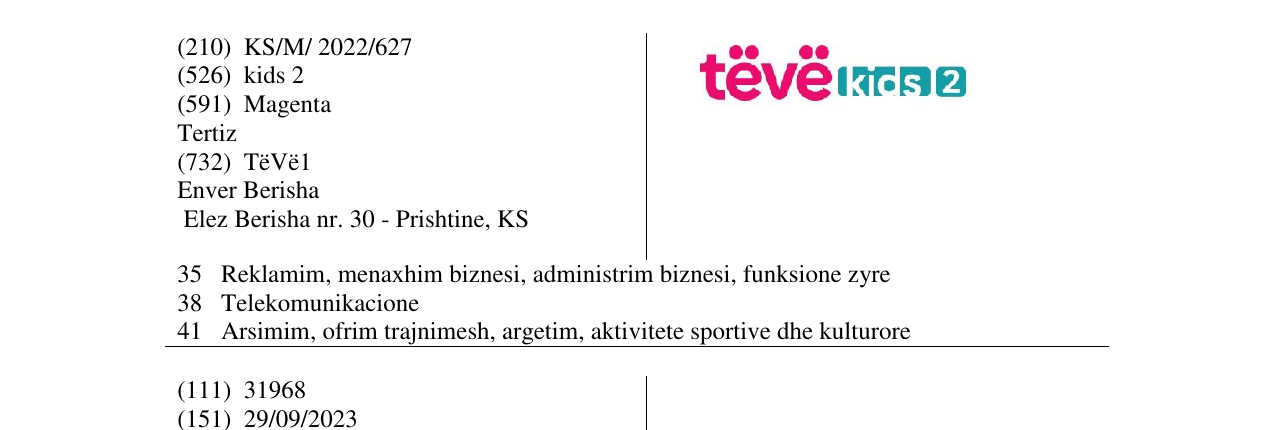 Zëri i markës tëvë kids 2 në buletin