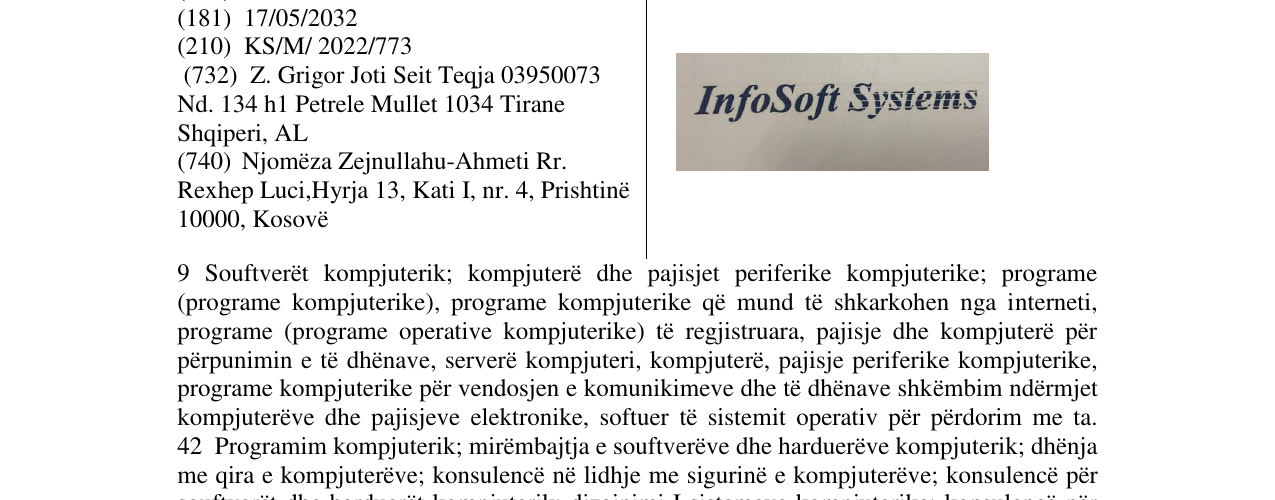 Zëri i markës InfoSoft Systems në buletin