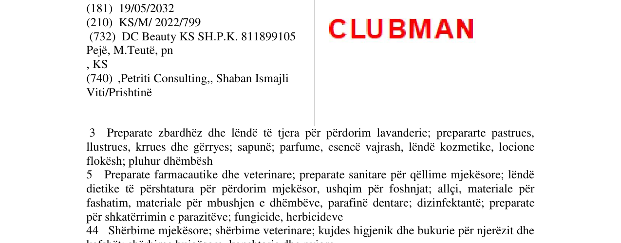 Zëri i markës CLUBMAN në buletin