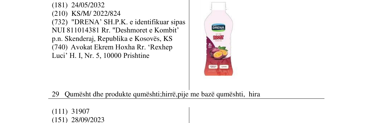 Zëri i markës DRENA-BOOST në buletin