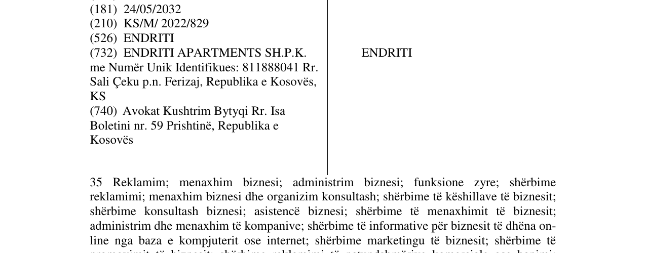Zëri i markës ENDRITI në buletin