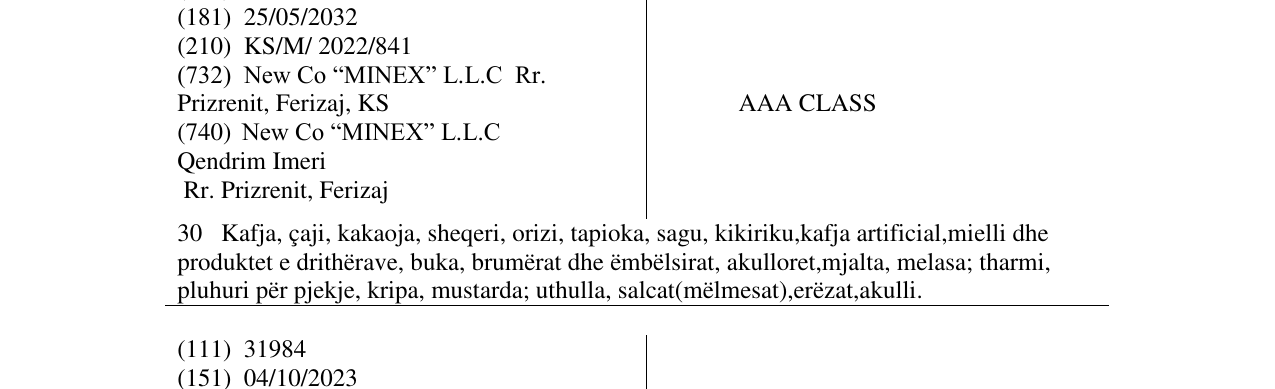 Zëri i markës AAA CLASS në buletin