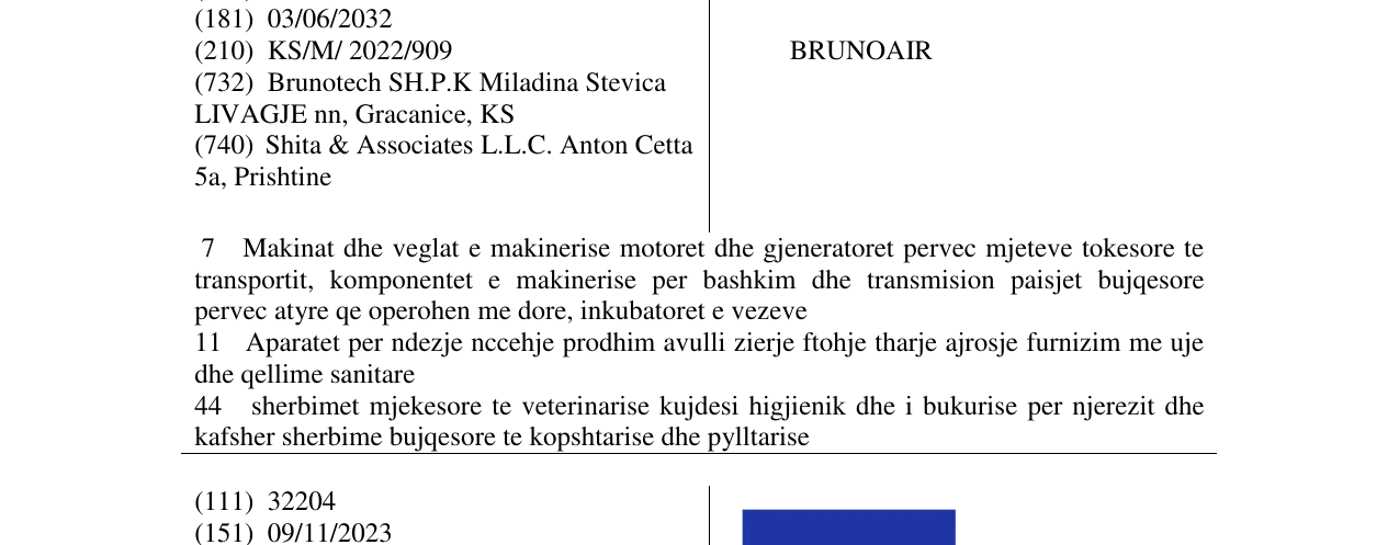 Zëri i markës BRUNOAIR në buletin