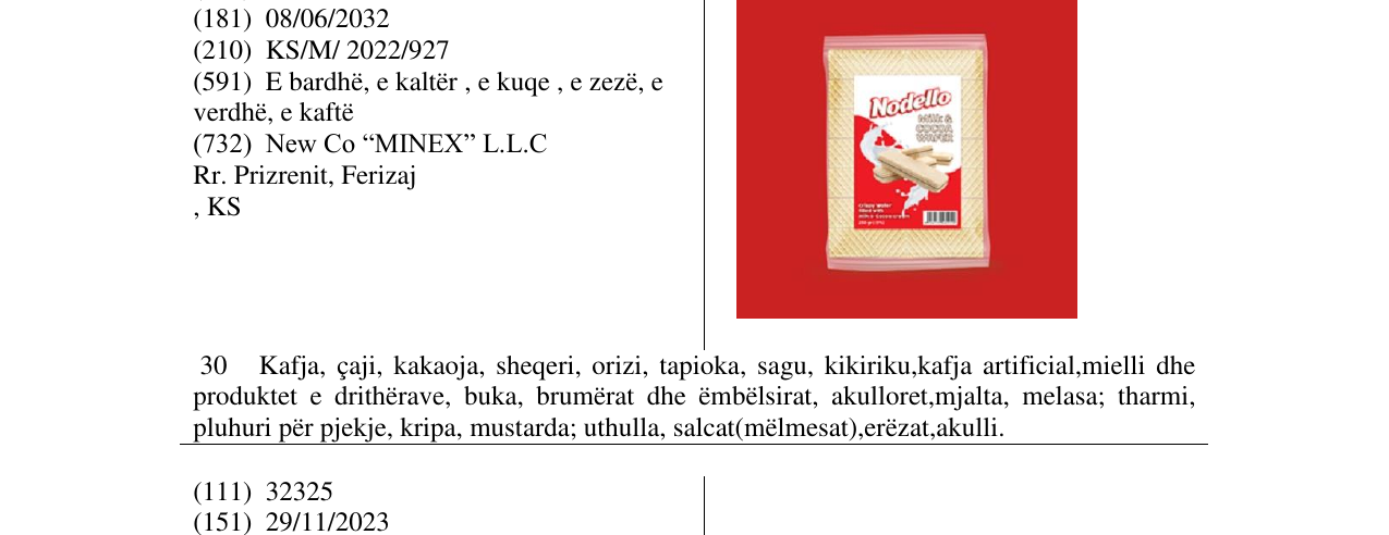 Zëri i markës Nodello në buletin