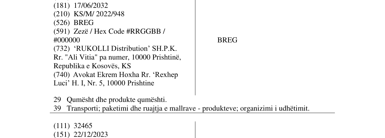 Zëri i markës BREG në buletin