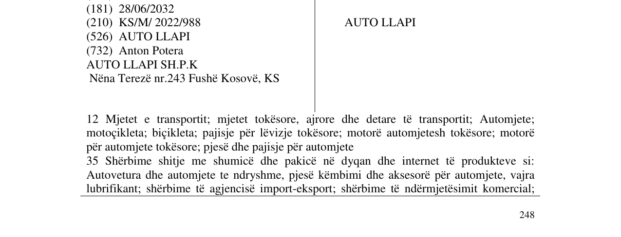 Zëri i markës AUTO LLAPI në buletin