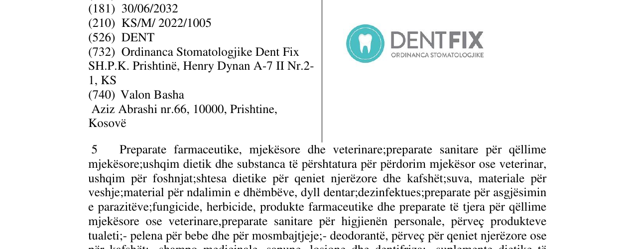 Zëri i markës DENTFIX në buletin