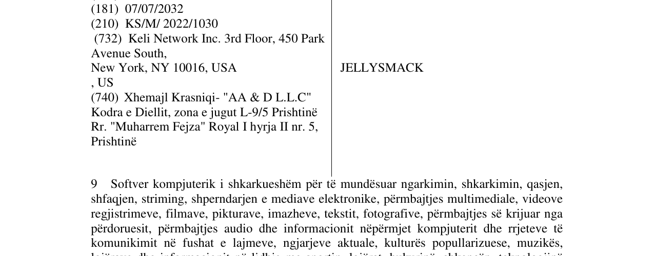 Zëri i markës JELLYSMACK në buletin